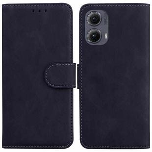 For Motorola Edge 2024 Skin Feel Pure Color Flip Leather Phone Case(Black)