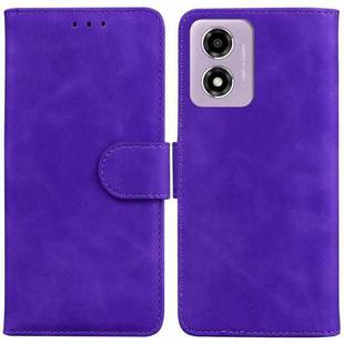 For Motorola Moto G04s / Moto E14 Skin Feel Pure Color Flip Leather Phone Case(Purple)