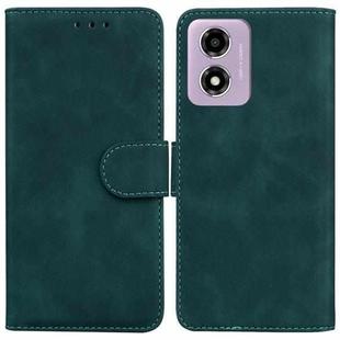 For Motorola Moto G04s / Moto E14 Skin Feel Pure Color Flip Leather Phone Case(Green)