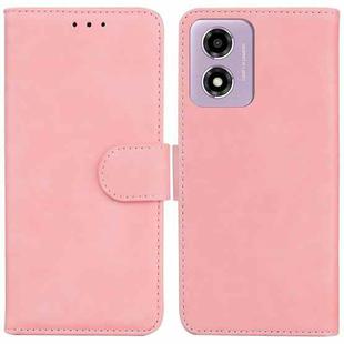 For Motorola Moto G04s / Moto E14 Skin Feel Pure Color Flip Leather Phone Case(Pink)