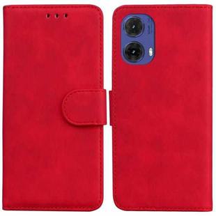 For Motorola Moto G85 Skin Feel Pure Color Flip Leather Phone Case(Red)