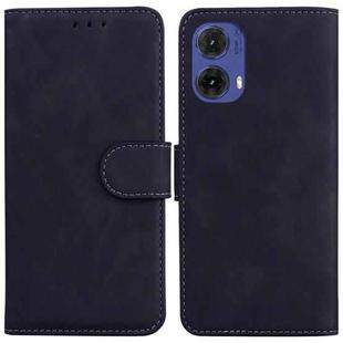 For Motorola Moto G85 Skin Feel Pure Color Flip Leather Phone Case(Black)