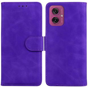 For Motorola Moto G55 Skin Feel Pure Color Flip Leather Phone Case(Purple)