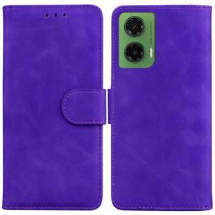 For Motorola Moto G35 Skin Feel Pure Color Flip Leather Phone Case(Purple)