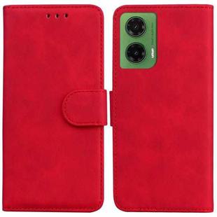 For Motorola Moto G35 Skin Feel Pure Color Flip Leather Phone Case(Red)