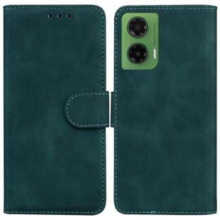 For Motorola Moto G35 Skin Feel Pure Color Flip Leather Phone Case(Green)