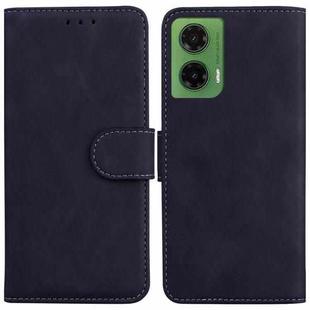 For Motorola Moto G35 Skin Feel Pure Color Flip Leather Phone Case(Black)