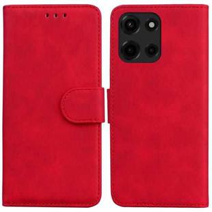 For Motorola Moto G 5G 2025 Skin Feel Pure Color Flip Leather Phone Case(Red)