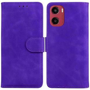 For Motorola Moto G05 / E15 Skin Feel Pure Color Flip Leather Phone Case(Purple)