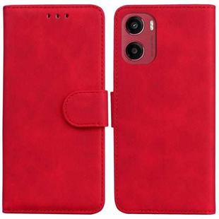 For Motorola Moto G05 / E15 Skin Feel Pure Color Flip Leather Phone Case(Red)