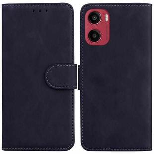 For Motorola Moto G05 / E15 Skin Feel Pure Color Flip Leather Phone Case(Black)