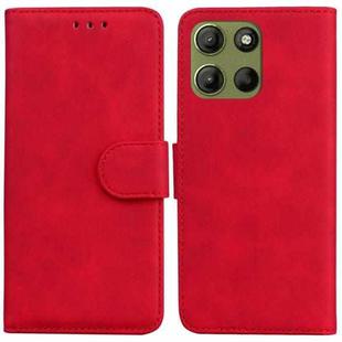 For Motorola Moto G15 Skin Feel Pure Color Flip Leather Phone Case(Red)