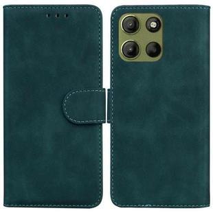 For Motorola Moto G15 Skin Feel Pure Color Flip Leather Phone Case(Green)