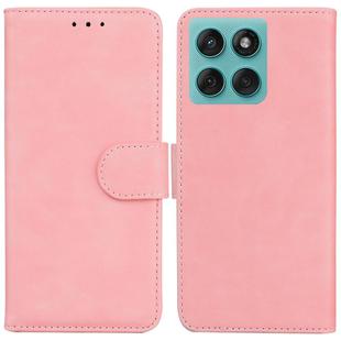 For Motorola Edge 60 Fusion / Edge 5G 2025 Skin Feel Pure Color Flip Leather Phone Case(Pink)