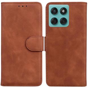 For Motorola Edge 60 Fusion / Edge 5G 2025 Skin Feel Pure Color Flip Leather Phone Case(Brown)