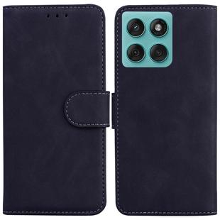 For Motorola Edge 60 Fusion / Edge 5G 2025 Skin Feel Pure Color Flip Leather Phone Case(Black)