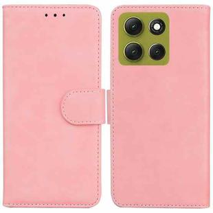 For Motorola Moto G86 5G Skin Feel Pure Color Flip Leather Phone Case(Pink)