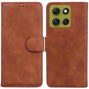 For Motorola Moto G86 5G Skin Feel Pure Color Flip Leather Phone Case(Brown)