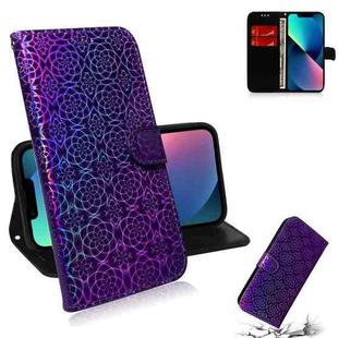 For iPhone 15 Plus Colorful Magnetic Buckle Leather Phone Case(Purple)