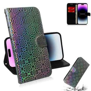 For iPhone 15 Pro Colorful Magnetic Buckle Leather Phone Case(Silver)