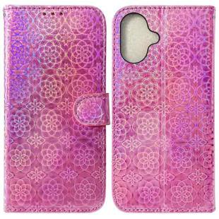 For iPhone 16 Plus Colorful Magnetic Buckle Leather Phone Case(Pink)