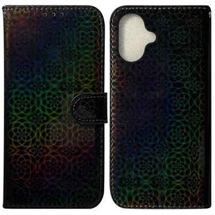 For iPhone 16 Colorful Magnetic Buckle Leather Phone Case(Black)