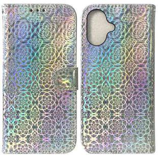 For iPhone 16 Colorful Magnetic Buckle Leather Phone Case(Silver)