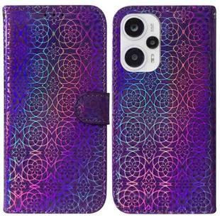 For Xiaomi Poco F5/Redmi Note 12 Turbo Colorful Magnetic Buckle Leather Phone Case(Purple)