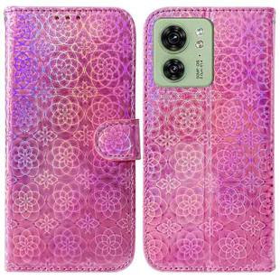 For Motorola Edge 40 Colorful Magnetic Buckle Leather Phone Case(Pink)