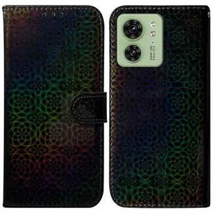 For Motorola Edge 40 Colorful Magnetic Buckle Leather Phone Case(Black)