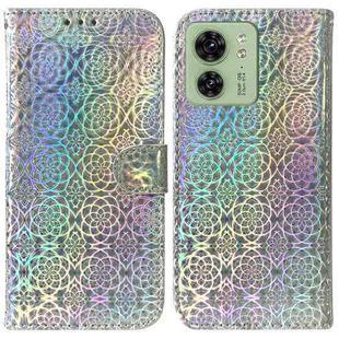 For Motorola Edge 40 Colorful Magnetic Buckle Leather Phone Case(Silver)