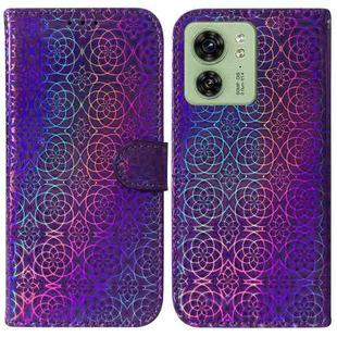 For Motorola Edge 40 Colorful Magnetic Buckle Leather Phone Case(Purple)