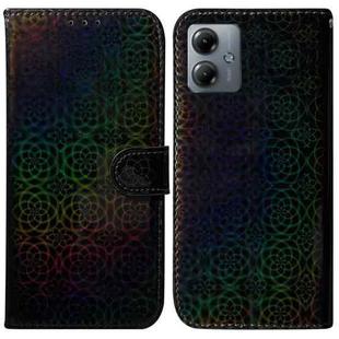 For Motorola Moto G14 Colorful Magnetic Buckle Leather Phone Case(Black)