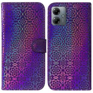 For Motorola Moto G14 Colorful Magnetic Buckle Leather Phone Case(Purple)