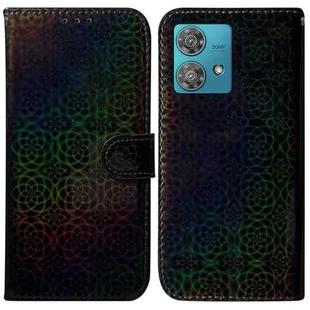 For Motorola Edge 40 Neo Colorful Magnetic Buckle Leather Phone Case(Black)