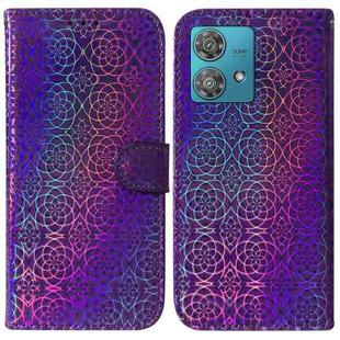 For Motorola Edge 40 Neo Colorful Magnetic Buckle Leather Phone Case(Purple)