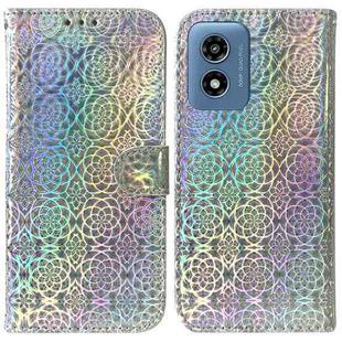 For Motorola Moto G Play 4G 2024 Colorful Magnetic Buckle Leather Phone Case(Silver)