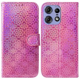 For Motorola Edge 50 Pro Colorful Magnetic Buckle Leather Phone Case(Pink)