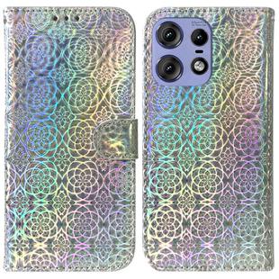 For Motorola Edge 50 Pro Colorful Magnetic Buckle Leather Phone Case(Silver)