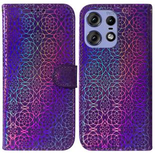 For Motorola Edge 50 Pro Colorful Magnetic Buckle Leather Phone Case(Purple)