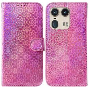 For Motorola Edge 50 Ultra Colorful Magnetic Buckle Leather Phone Case(Pink)