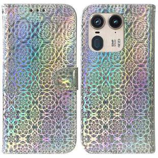 For Motorola Edge 50 Ultra Colorful Magnetic Buckle Leather Phone Case(Silver)