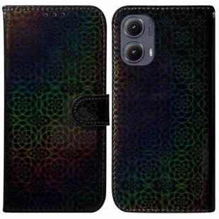 For Motorola Edge 2024 Colorful Magnetic Buckle Leather Phone Case(Black)