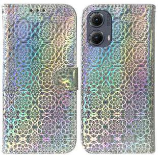 For Motorola Edge 2024 Colorful Magnetic Buckle Leather Phone Case(Silver)