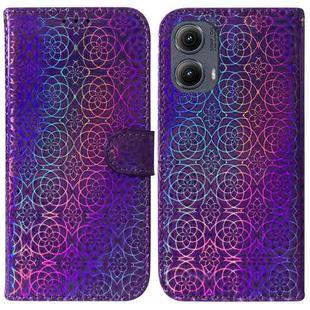 For Motorola Edge 2024 Colorful Magnetic Buckle Leather Phone Case(Purple)