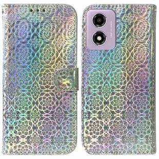 For Motorola Moto G04s / Moto E14 Colorful Magnetic Buckle Leather Phone Case(Silver)