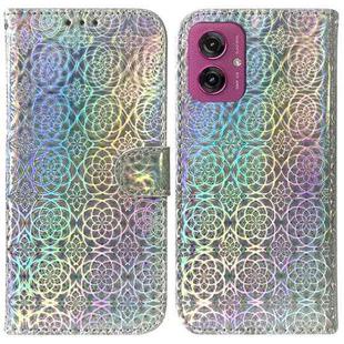 For Motorola Moto G55 Colorful Magnetic Buckle Leather Phone Case(Silver)