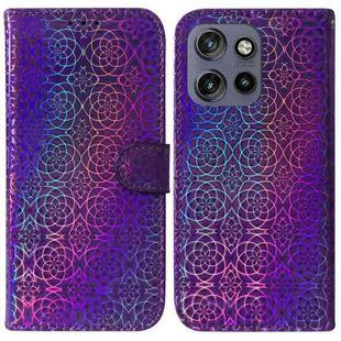 For Motorola Edge 50 Neo 5G Global Colorful Magnetic Buckle Leather Phone Case(Purple)