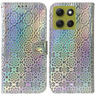 For Motorola Moto G86 5G Colorful Magnetic Buckle Leather Phone Case(Silver)