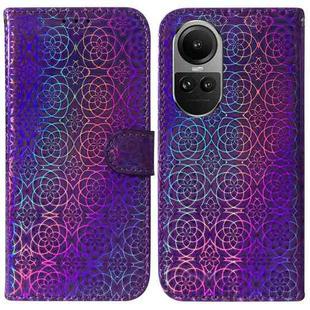 For OPPO Reno10 5G Global/Reno10 Pro Global Colorful Magnetic Buckle Leather Phone Case(Purple)